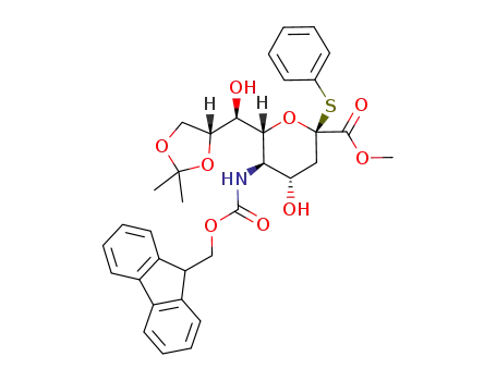 methyl (phenyl 3,5-dideoxy-8,9-isopropylidene-5-(9-fluorenylmethoxycarbonylamino)-2-thio-D-glycerol-β-D-galactonon-2-ulopyranoside)onate