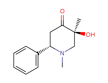 Molecular Structure of 56029-53-9 (4-Piperidinone, 5-hydroxy-1,5-dimethyl-2-phenyl-, cis-)