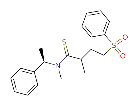 Molecular Structure of 184883-08-7 (Butanethioamide, N,2-dimethyl-N-(1-phenylethyl)-4-(phenylsulfonyl)-,
(1R)-)