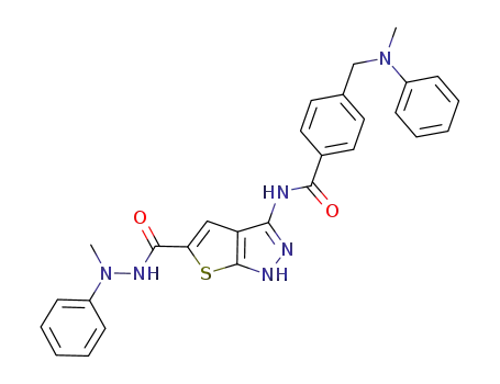 1H-Thieno[2,3-c]pyrazole-5-carboxylic acid,
3-[[4-[(methylphenylamino)methyl]benzoyl]amino]-,
2-methyl-2-phenylhydrazide