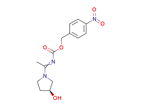 Molecular Structure of 915098-97-4 ([N(E)]-[1-[(3S)-3-Hydroxy-1-pyrrolidinyl]ethylidene]carbamic acid (4-nitrophenyl)methyl ester)