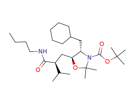 N-butyl-2-(S)-((3-(tert-butyloxycarbonyl)-2,2-dimethyl-4(S)-(cyclohexylmethyl)-5(S)-oxazolidinyl)methyl)-3-methylbutanamide