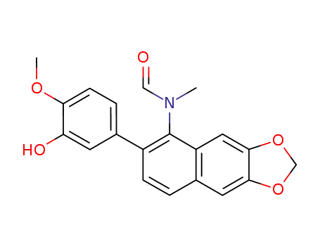 Molecular Structure of 111154-41-7 (2-(3-hydroxy-4-methoxyphenyl)-6,7-methylenedioxy-1-(N-methylformamido)naphthalene)