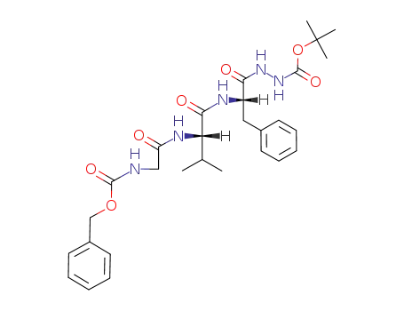 Molecular Structure of 92399-19-4 (L-Phenylalanine, N-[N-[N-[(phenylmethoxy)carbonyl]glycyl]-L-valyl]-,
2-[(1,1-dimethylethoxy)carbonyl]hydrazide)