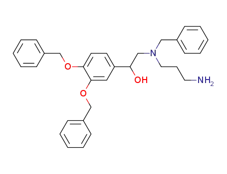 Molecular Structure of 95484-13-2 (Benzenemethanol,
a-[[(3-aminopropyl)(phenylmethyl)amino]methyl]-3,4-bis(phenylmethoxy)
-)