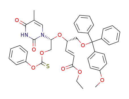 5'-O-(p-monomethoxytrityl)-2'-O-phenoxythiocarbonyl-3'-deoxy-3'-C-(E-carbethoxymethylidene)-2',3'-secoribothymidine