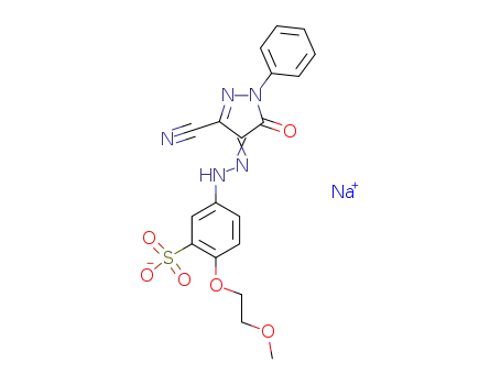 Molecular Structure of 82857-43-0 (5-(3-Cyano-5-hydroxy-1-phenyl-1H-pyrazol-4-ylazo)-2-(2-methoxyethoxy)benzenesulfonic acid sodium salt)