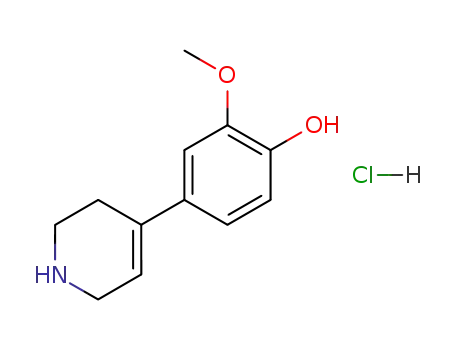Molecular Structure of 94427-31-3 (Phenol, 2-methoxy-4-(1,2,3,6-tetrahydro-4-pyridinyl)-, hydrochloride)