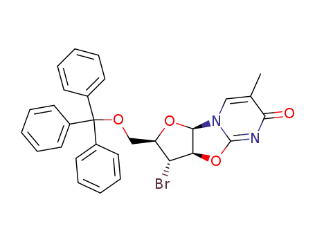 2,2'-anhydro-1-(3'-deoxy-3'-bromo-5'-O-trityl-β-D-arabinofuranosyl)thymine