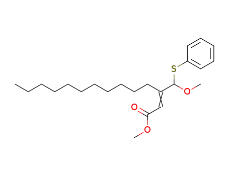 Molecular Structure of 89171-43-7 (2-Tetradecenoic acid, 3-[methoxy(phenylthio)methyl]-, methyl ester, (Z)-)