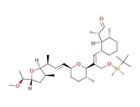 (S)-2-{(1S,2S,6R)-2-[(E)-3-(tert-Butyl-dimethyl-silanyloxy)-2-((2R,3R,6S)-6-{(E)-(S)-3-[(2R,3S,5R)-5-((S)-1-methoxy-ethyl)-3-methyl-tetrahydro-furan-2-yl]-but-1-enyl}-3-methyl-tetrahydro-pyran-2-yl)-propenyl]-6-methyl-cyclohexyl}-propionaldehyde
