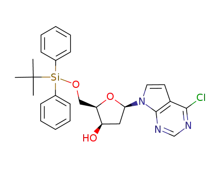 4-chloro-7-<2-deoxy-5-O-<(1,1-dimethylethyl)diphenylsilyl>-β-D-threo-pentofuranosyl>-7H-pyrrolo<2,3-d>pyrimidine