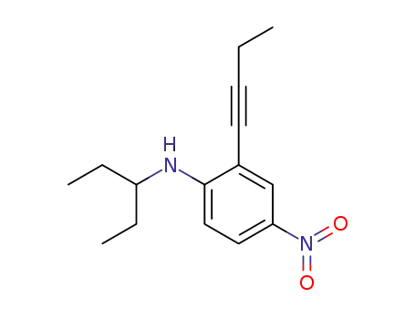 Molecular Structure of 150057-82-2 ((2-But-1-ynyl-4-nitro-phenyl)-(1-ethyl-propyl)-amine)
