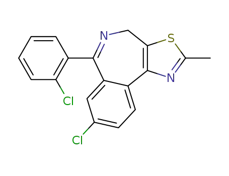 Molecular Structure of 78368-03-3 (8-chloro-6-(2-chlorophenyl)-2-methyl-4H-thiazolo[5,4-d][2]benzazepine)