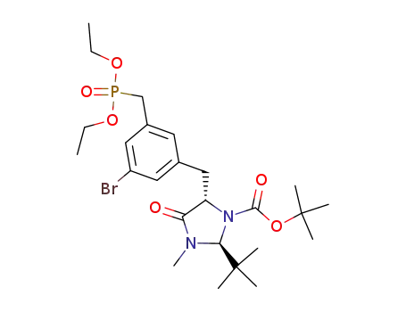 Molecular Structure of 174575-06-5 (1-IMidazolidinecarboxylic acid, 5-[[3-broMo-5-[(diethoxyphosphinyl)Methyl]phenyl]Methyl]-2-(1,1-diMethylethyl)-3-Methyl-4-oxo-, 1,1-diMethylethyl ester, (2S-trans)- (9CI))