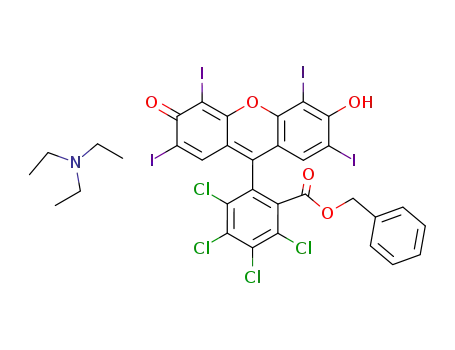 Molecular Structure of 91491-53-1 (Rose Bengal benzyl ester, triethylammonium salt)