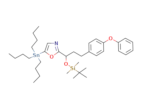 Molecular Structure of 1012330-30-1 (2-(1-(tert-butyldimethylsilyloxy)-3-(4-phenoxyphenyl)propyl)-5-(tributylstannyl)oxazole)