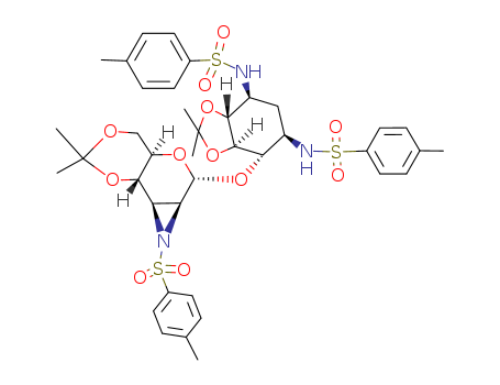 2-DEOXY-6-O-(2,3-DIDEOXY-4,6-O-ISOPROPYLIDENE-2,3-(N-TOSYLEPIMINO)MANNOPYRANOSYL)-4,5-O-ISOPROPYLIDENE-1,3-DI-N-TOSYLSTREPTAMINE