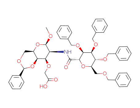 {(2S,4aR,6R,7S,8R,8aR)-6-Methoxy-2-phenyl-7-[((2S,3S,4S,5R,6R)-3,4,5-tris-benzyloxy-6-benzyloxymethyl-tetrahydro-pyran-2-carbonyl)-amino]-hexahydro-pyrano[3,2-d][1,3]dioxin-8-yloxy}-acetic acid