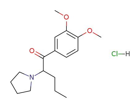 Molecular Structure of 850351-99-4 (1-(3,4-DiMethoxyphenyl)-2-(1-pyrrolidinyl)-1-pentanone Hydrochloride)