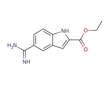 Molecular Structure of 199609-28-4 (5-Carbamimidoyl-1H-indole-2-carboxylic acid ethyl ester)