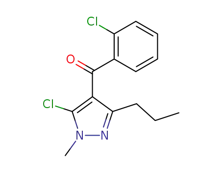 Molecular Structure of 30093-80-2 (Methanone,
(5-chloro-1-methyl-3-propyl-1H-pyrazol-4-yl)(2-chlorophenyl)-)