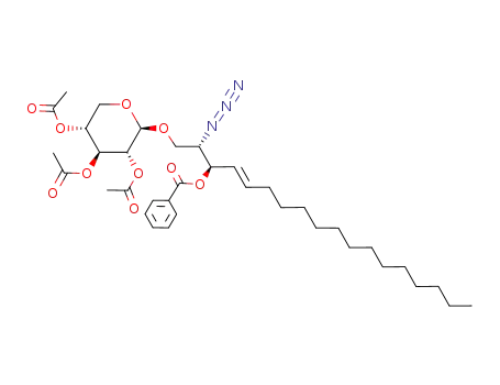 Benzoic acid (E)-(R)-1-[(S)-1-azido-2-((2R,3R,4S,5R)-3,4,5-triacetoxy-tetrahydro-pyran-2-yloxy)-ethyl]-hexadec-2-enyl ester