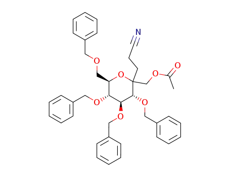 4-C-acetoxymethyl-4,8-anhydro-5,6,7,9-tetra-O-benzyl-2,3-dideoxy-D-glycero-D-ido-nonononitrile