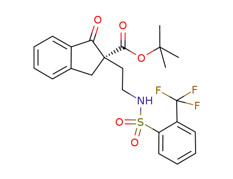 Molecular Structure of 1041024-61-6 ((S)-tert-butyl 1-oxo-2-(2-(2-(trifluoromethyl)phenylsulfonamido)ethyl)-2,3-dihydro-1H-indene-2-carboxylate)