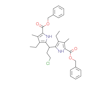 Molecular Structure of 161690-40-0 (Dibenzyl 5-(2-chloroethyl)-3,7-diethyl-2,8-dimethyldihydrodipyrrin-1,9-dicarboxylate)