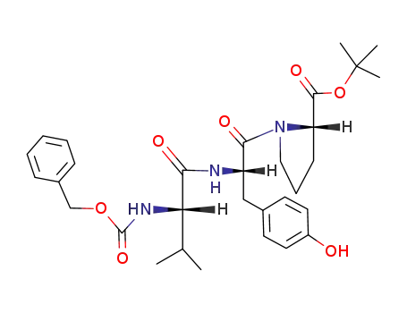 Molecular Structure of 3271-52-1 (L-Proline, 1-[N-[N-[(phenylmethoxy)carbonyl]-L-valyl]-L-tyrosyl]-,
1,1-dimethylethyl ester)