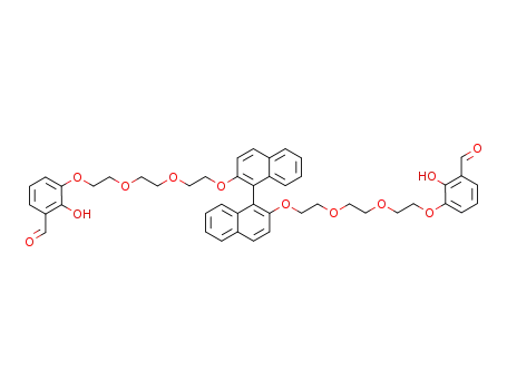 Molecular Structure of 152523-70-1 (3,3'-<<1,1'-binaphthalene>-2,2'-diylbis(oxy-2,1-ethanediyloxy-2,1-ethanediyloxy-2,1-ethanediyloxy)>bis<2-hydroxybenzaldehyde>)