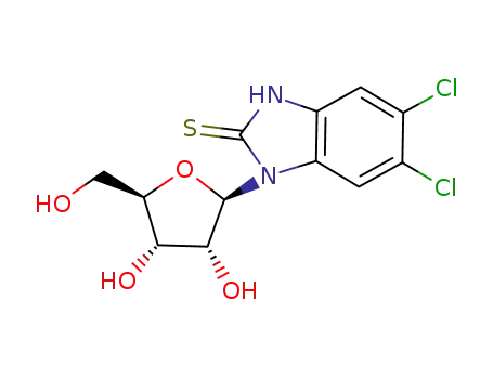 Molecular Structure of 142356-77-2 (5,6-dichloro-2-mercapto-1-(β-D-ribofuranosyl)-benzimidazole)