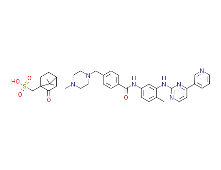 Molecular Structure of 1012885-61-8 (4-[(4-methyl-1-piperazinyl)methyl]-N-[4-methyl-3-[[4-(3-pyridyl)-2-pyrimidinyl]amino]phenyl]-benzamide D,L-(+/-)-camphorsulphonate)