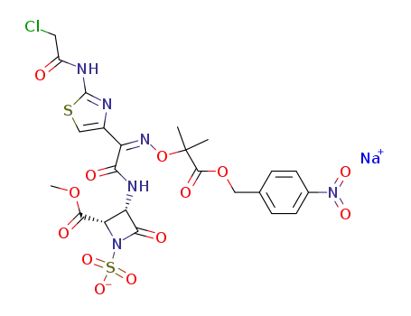 Molecular Structure of 84164-44-3 (sodium cis-3-<2-(2-chloroacetamidothiazol-4-yl)-(Z)-2-<1-methyl-1-(4-nitrobenzyloxycarbonyl)ethoxyimino>acetamido>-4-methoxycarbonyl-2-azetidinone-1-sulfonate)