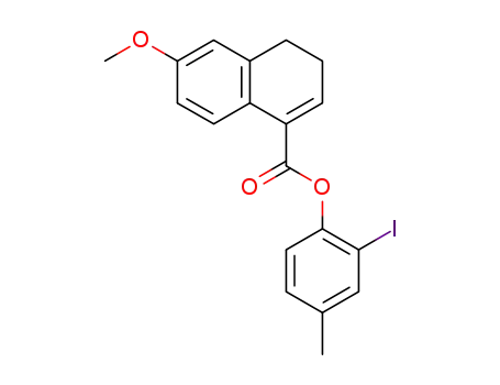 Molecular Structure of 170744-92-0 (6-Methoxy-3,4-dihydro-naphthalene-1-carboxylic acid 2-iodo-4-methyl-phenyl ester)
