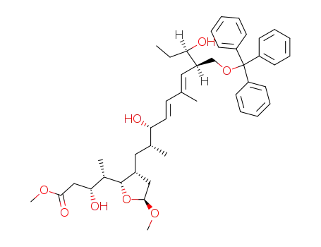 (3R,4S)-4-[(2S,3R,5S)-3-((4E,6E)-(2R,3S,8R,9R)-3,9-Dihydroxy-2,6-dimethyl-8-trityloxymethyl-undeca-4,6-dienyl)-5-methoxy-tetrahydro-furan-2-yl]-3-hydroxy-pentanoic acid methyl ester