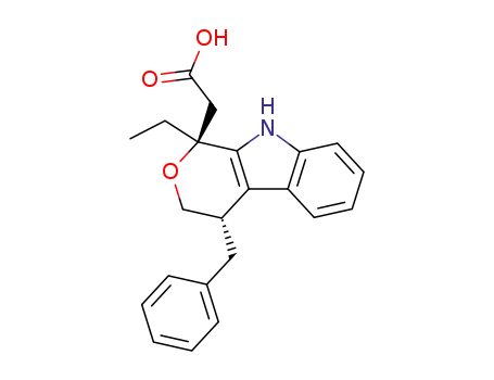 trans-1-ethyl-1,3,4,9-tetrahydro-4-(phenylmethyl)pyrano<3,4-b>indole-1-acetic acid