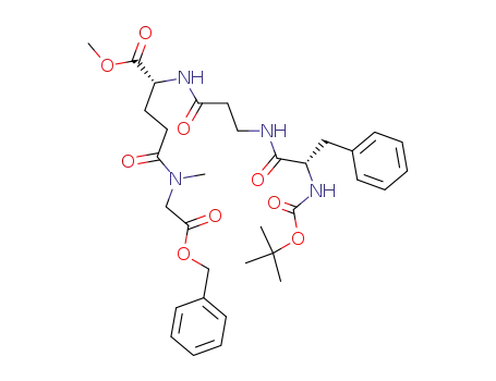 Molecular Structure of 196950-24-0 (Benzyl (2S)-N-(tert-butoxycarbonyl)phenylalanyl-β-alanyl-(α-methyl (2R)-glutamyl)-γ-sarcosinate diester)