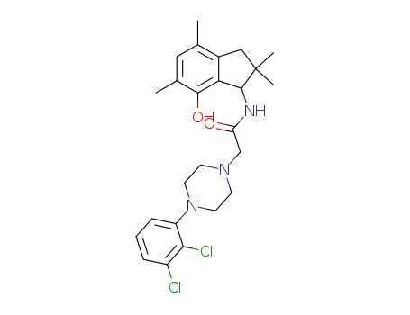 Molecular Structure of 103247-55-8 (2-[4-(2,3-Dichloro-phenyl)-piperazin-1-yl]-N-(7-hydroxy-2,2,4,6-tetramethyl-indan-1-yl)-acetamide)