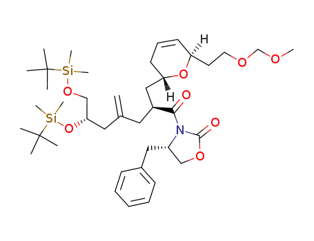 (S)-4-Benzyl-3-{(2S,6S)-6,7-bis-(tert-butyl-dimethyl-silanyloxy)-2-[(2S,6R)-6-(2-methoxymethoxy-ethyl)-3,6-dihydro-2H-pyran-2-ylmethyl]-4-methylene-heptanoyl}-oxazolidin-2-one