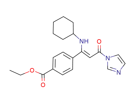 Molecular Structure of 217473-33-1 (4-((Z)-1-Cyclohexylamino-3-imidazol-1-yl-3-oxo-propenyl)-benzoic acid ethyl ester)