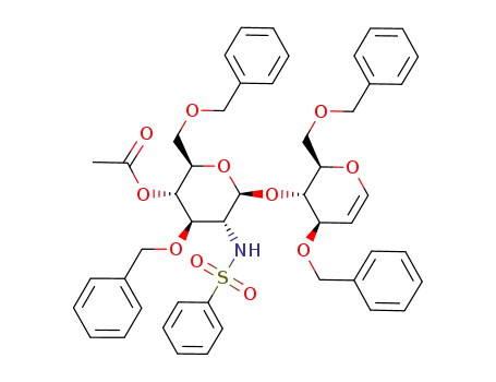 Acetic acid (2R,3S,4R,5R,6S)-5-benzenesulfonylamino-4-benzyloxy-6-((2R,3S,4R)-4-benzyloxy-2-benzyloxymethyl-3,4-dihydro-2H-pyran-3-yloxy)-2-benzyloxymethyl-tetrahydro-pyran-3-yl ester