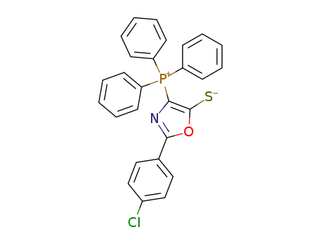 Molecular Structure of 76621-58-4 (5(4H)-Oxazolethione,
2-(4-chlorophenyl)-4-(triphenylphosphoranylidene)-)