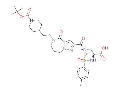 4-(2-{2-[(S)-2-Carboxy-2-(toluene-4-sulfonylamino)-ethylcarbamoyl]-4-oxo-7,8-dihydro-4H,6H-1,5,8a-triaza-azulen-5-yl}-ethyl)-piperidine-1-carboxylic acid tert-butyl ester