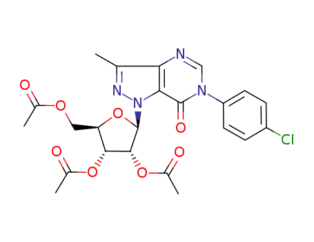 Acetic acid (2R,3R,4R,5R)-4-acetoxy-5-acetoxymethyl-2-[6-(4-chloro-phenyl)-3-methyl-7-oxo-6,7-dihydro-pyrazolo[4,3-d]pyrimidin-1-yl]-tetrahydro-furan-3-yl ester