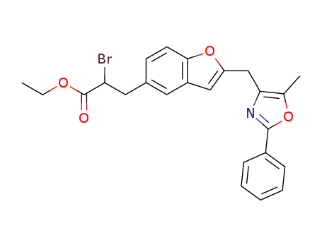 5-Benzofuranpropanoic acid,
a-bromo-2-[(5-methyl-2-phenyl-4-oxazolyl)methyl]-, ethyl ester