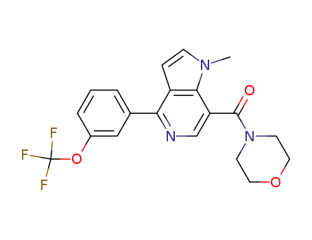 Molecular Structure of 925979-46-0 (1-methyl-7-(4-morpholinylcarbonyl)-4-{3-[(trifluoromethyl)oxy]phenyl}-1H-pyrrolo[3,2-c]pyridine)