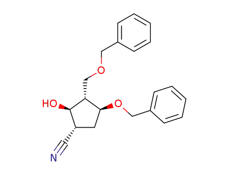 Molecular Structure of 160860-62-8 ((1S,2R,3R,4R)-1-Benzyloxy-2-benzyloxymethyl-4-cyano-3-hydroxycyclopentane)