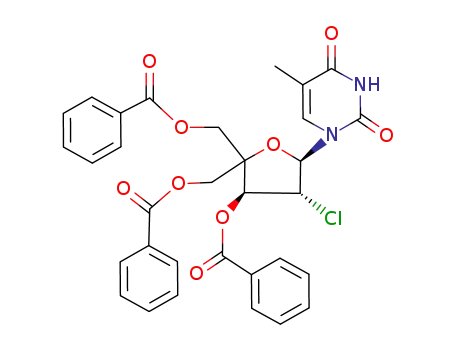 1-(3,5-O-benzoyl-4-C-benzoyloxymethyl-2-chloro-2-deoxy-α-L-arabinofuranosyl)thymine
